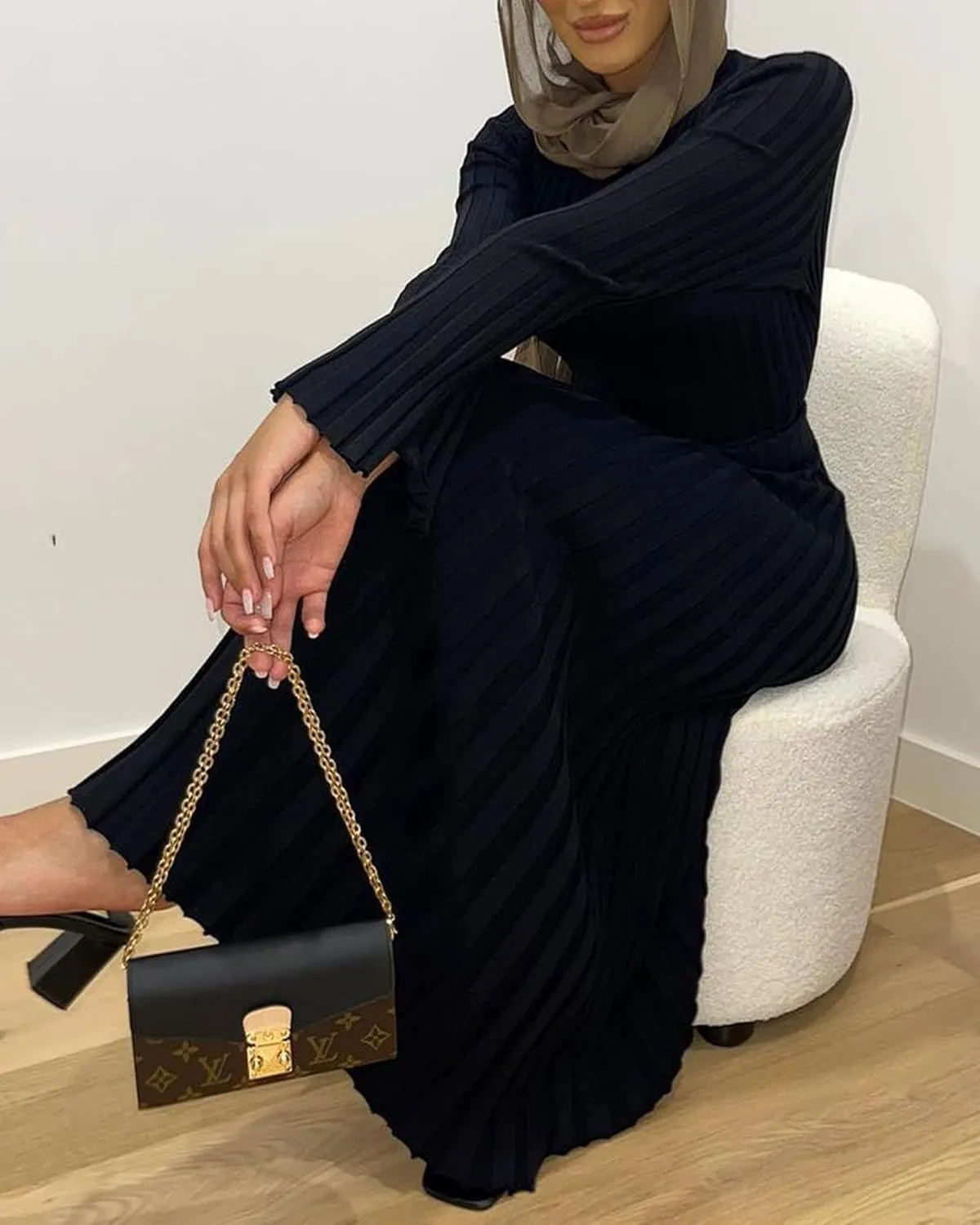 Women Y2K Bell Long Sleeve Knit Sweater Dress Crewneck Ribbed Bodycon Long Maxi Slim Fit Dress Streetwear