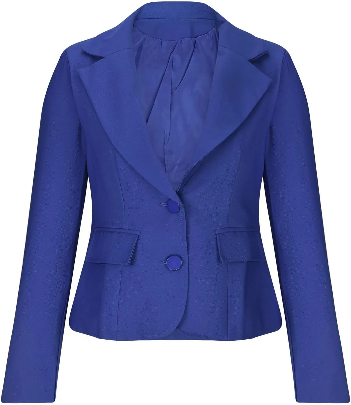 Women's Casual Work Office Blazer Double Notch Lapel Sharp Shoulder Pad Single Tunic Button Peplum Comfy Suit Jacket