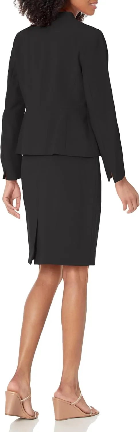 Women's Collarless 2 Button Jacket & Slim Skirt