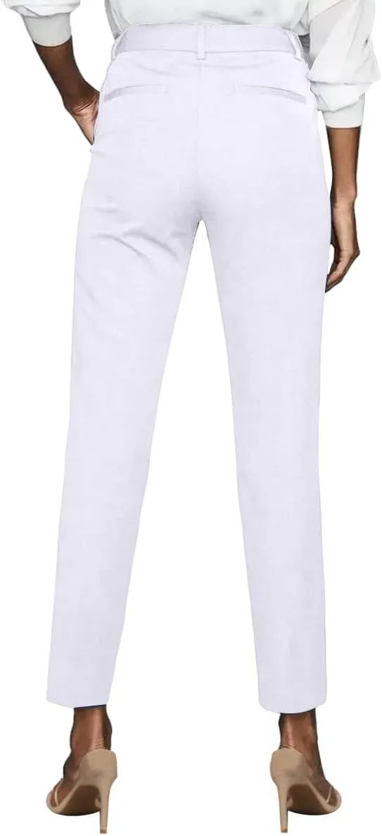 Womens Dress Pants High Stretch Straight Leg Black Pants for Work Business Casual with Pockets