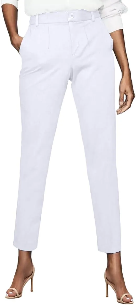Womens Dress Pants High Stretch Straight Leg Black Pants for Work Business Casual with Pockets
