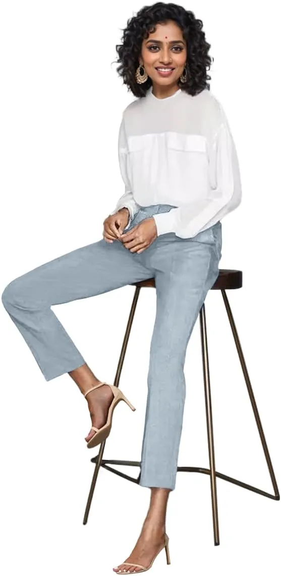 Womens Dress Pants High Stretch Straight Leg Black Pants for Work Business Casual with Pockets