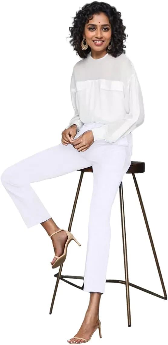 Womens Dress Pants High Stretch Straight Leg Black Pants for Work Business Casual with Pockets