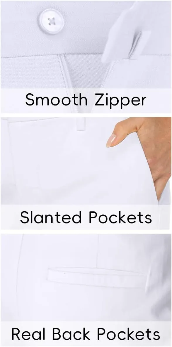 Womens Dress Pants High Stretch Straight Leg Black Pants for Work Business Casual with Pockets