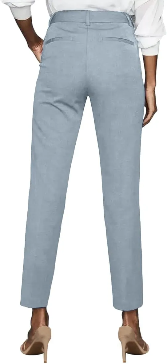 Womens Dress Pants High Stretch Straight Leg Black Pants for Work Business Casual with Pockets