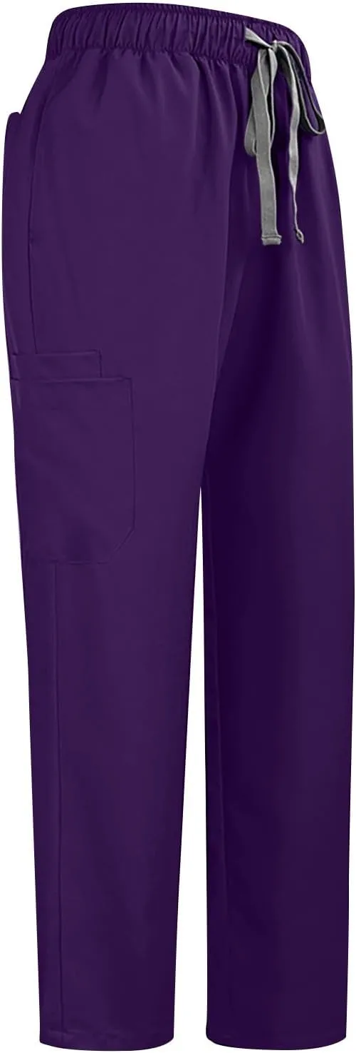 Womens Scrub Sets Medical Uniform Cool Stretch V-Neck Top And Cargo Pant Jogger Casual Unisex Workwear Suit Set