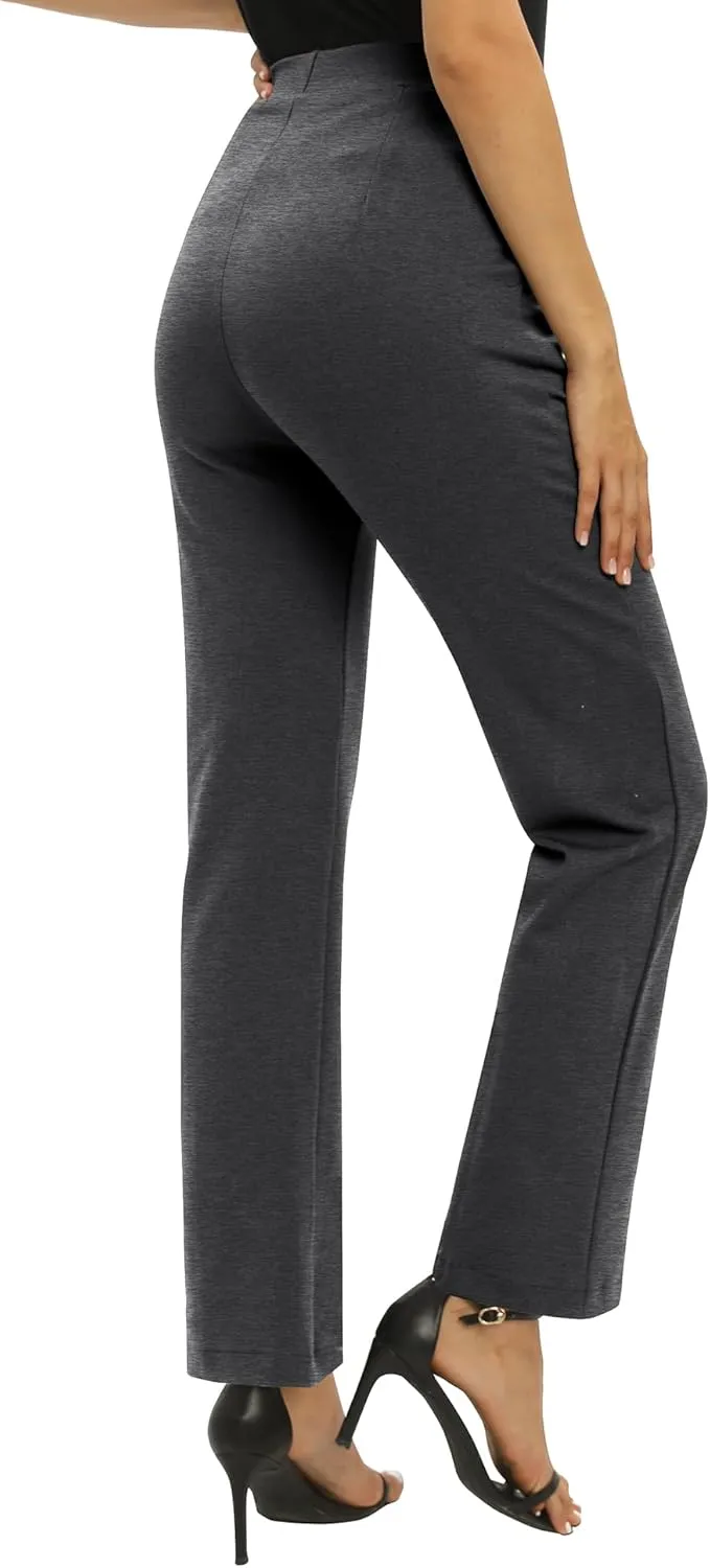 Women's Yoga Dress Pants Stretchy Casual Slacks Straight Leg Work Pants with Pockets