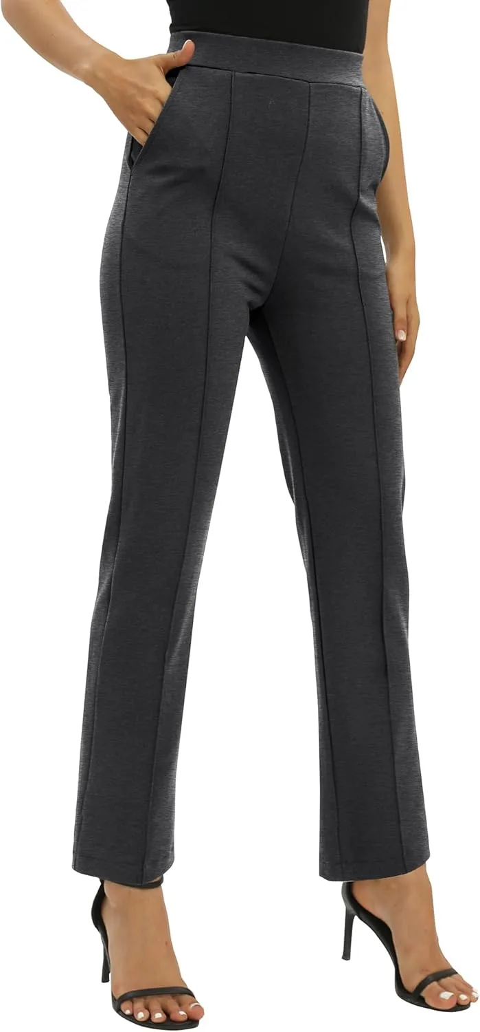 Women's Yoga Dress Pants Stretchy Casual Slacks Straight Leg Work Pants with Pockets