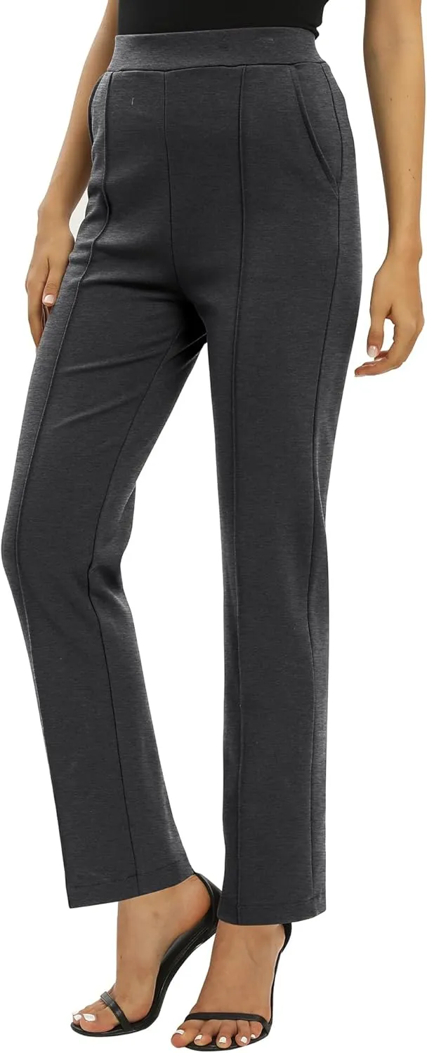 Women's Yoga Dress Pants Stretchy Casual Slacks Straight Leg Work Pants with Pockets