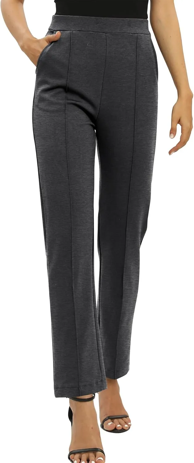 Women's Yoga Dress Pants Stretchy Casual Slacks Straight Leg Work Pants with Pockets