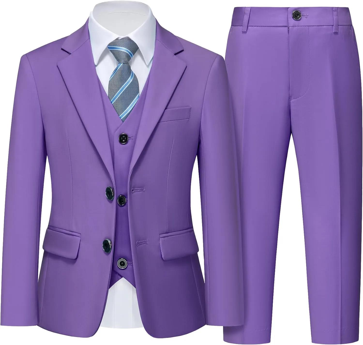 YND Boys Formal Slim Fit, 5-Piece Suits for Kids, Jacket Vest Pants Shirt and Tie for Wedding Prom