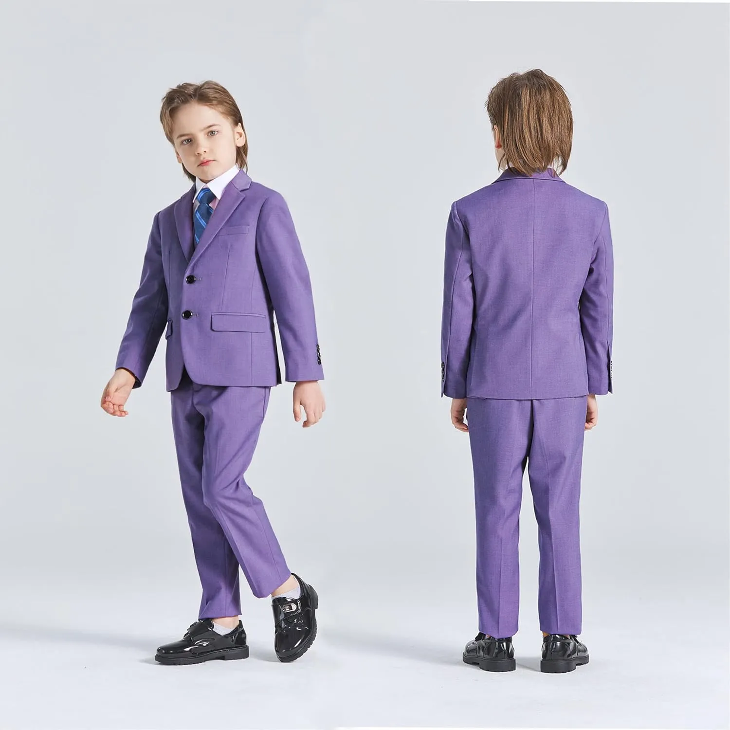 YND Boys Formal Slim Fit, 5-Piece Suits for Kids, Jacket Vest Pants Shirt and Tie for Wedding Prom